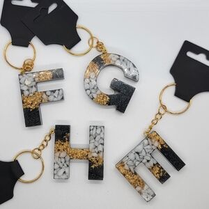 Initial Keychain Handmade Resin Letters